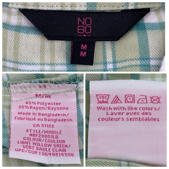 No Boundaries Light Willow Green Plaid Oversize Button Down Flannel Top, Medium - Picture 16 of 16